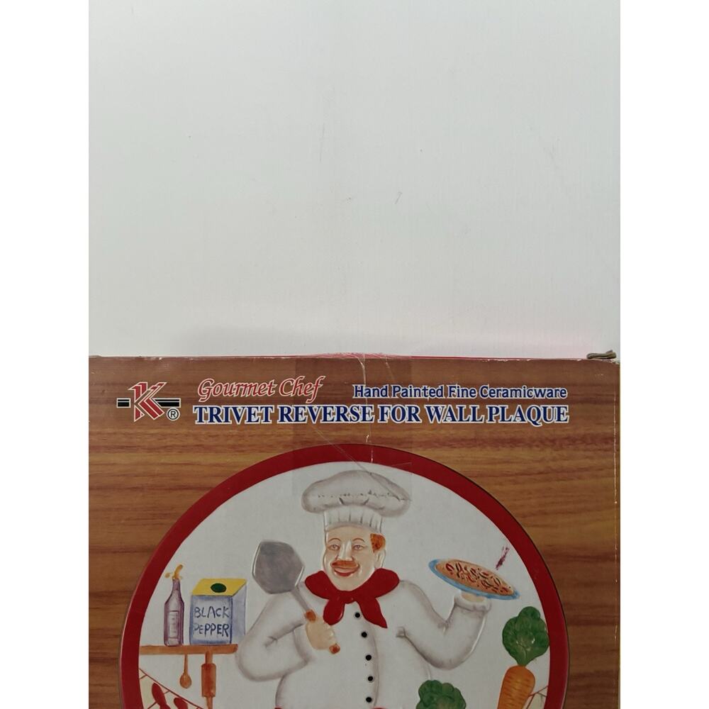 Gourmet Chef Trivet Reverse For Wall Plaque Hand Painted Fine Ceramicware - Picture 11 of 12